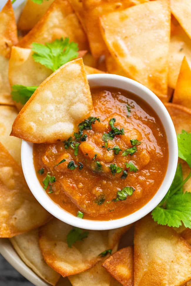 Roasted Chipotle Salsa topped with cilantro