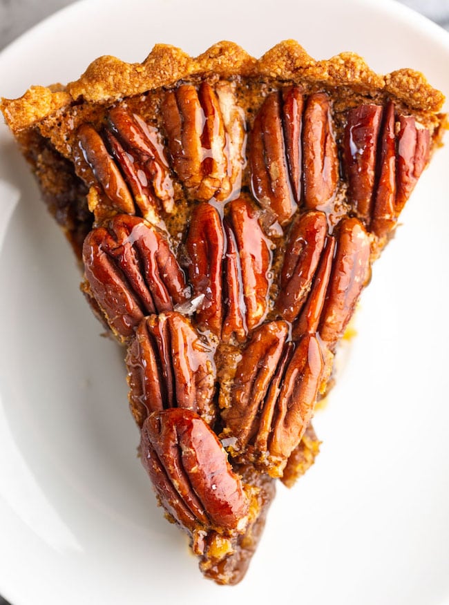 Gluten Free Pecan Pie slice on a plate