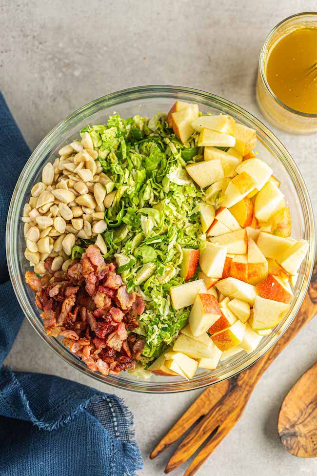 Shaved Brussels Sprouts Salad with Apples & Honey Mustard Vinaigrette pre mixed