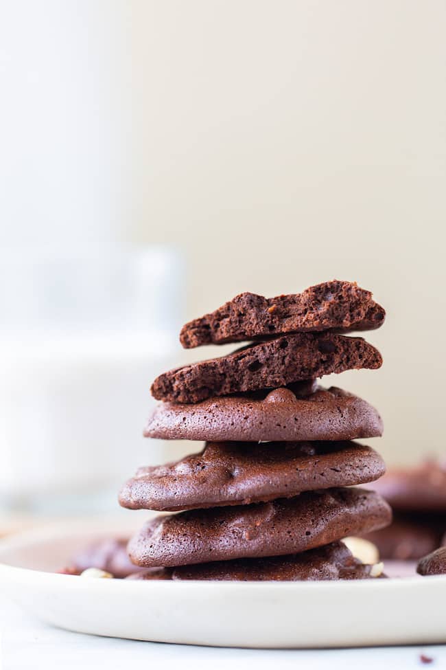 Chocolate Hazelnut Cloud Cookies stack