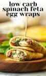 low carb spinach feta egg wrap pin graphic