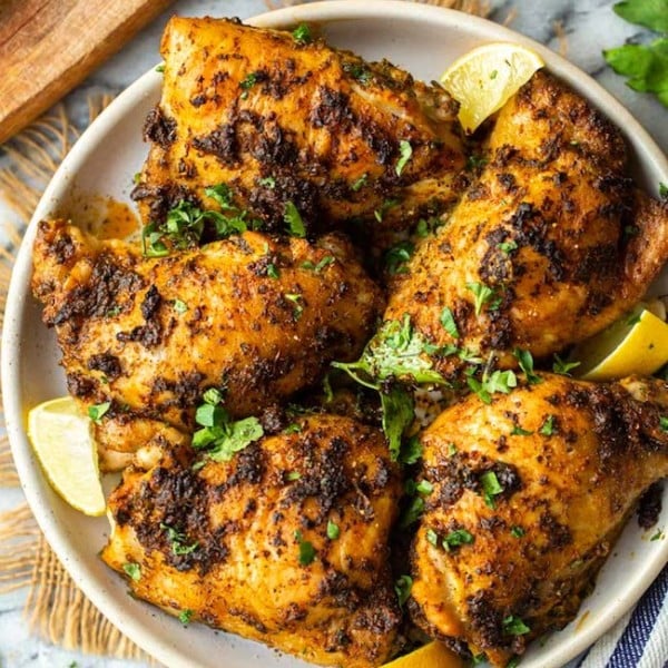 baked chermoula chicken on a plate