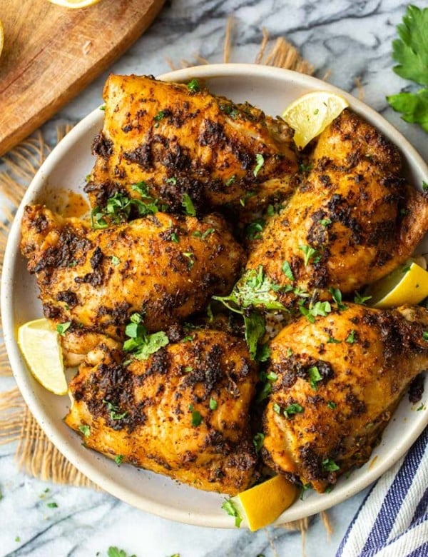 baked chermoula chicken on a plate