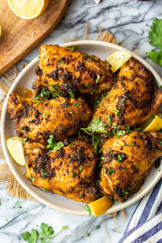 baked chermoula chicken on a plate