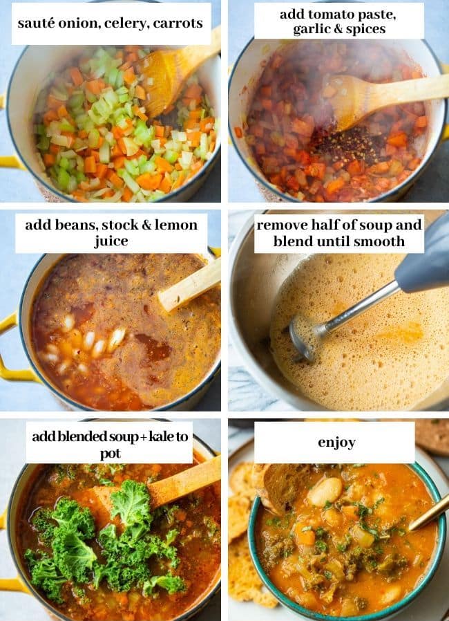 Tomato-y & Kale White Bean Soup collage