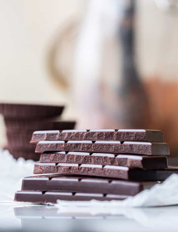 homemade-chocolate bars stacked