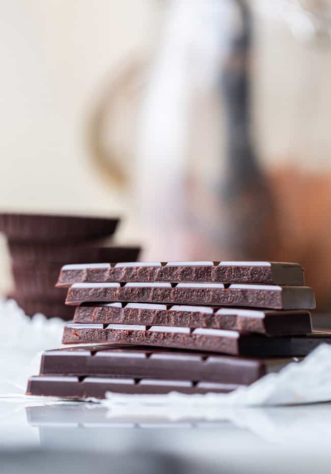 homemade-chocolate bars stacked