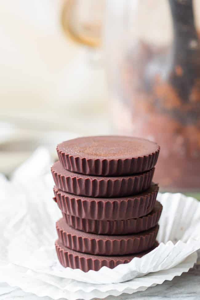 homemade-chocolate cups stacked