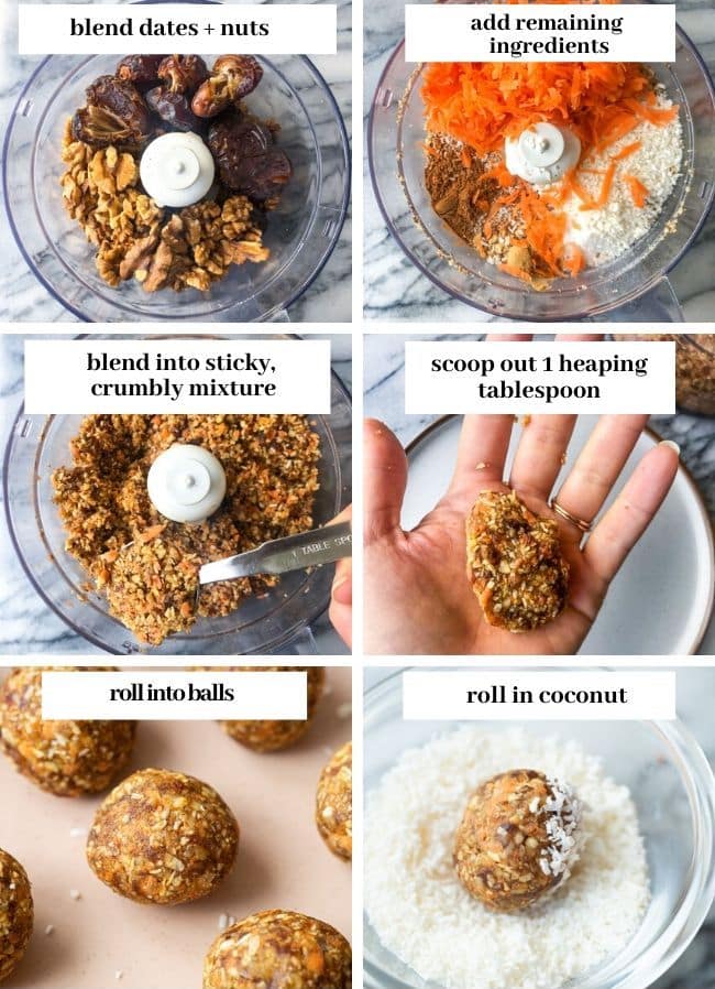 carrot cake bliss balls collage