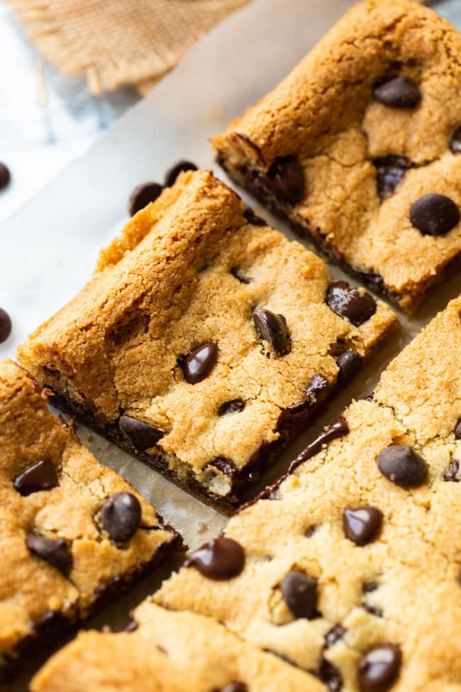 up close almond flour cookie bars 