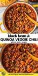 Black Bean Quinoa Veggie Chili pinterest graphic with text