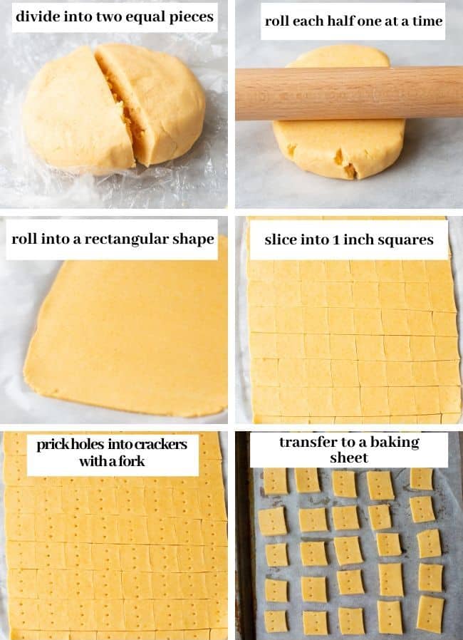 Cheesy Gluten Free Crackers dough collage