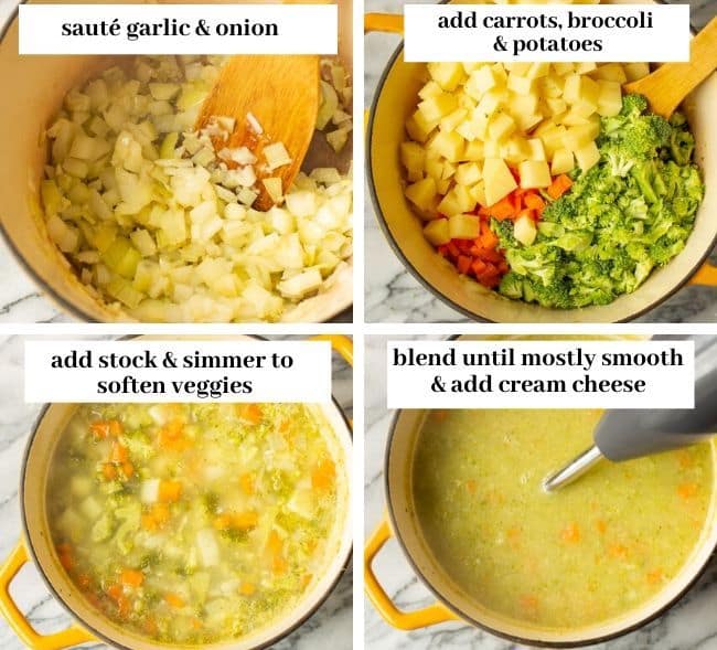 broccoli potato soup collage