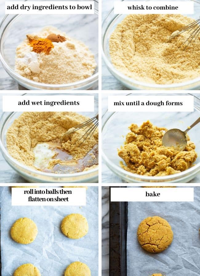 collage showing the steps to make the golden almond cookies