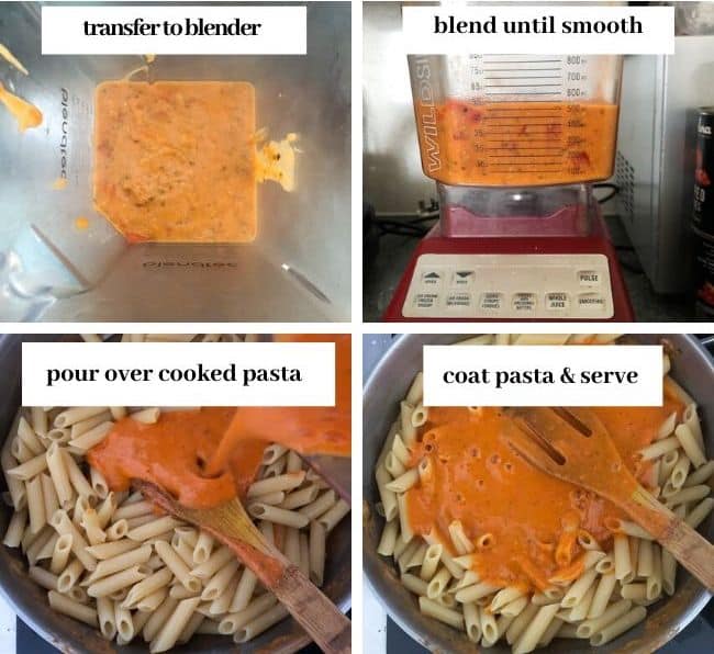 Garlic & Roasted Red Pepper Pasta sauce collage