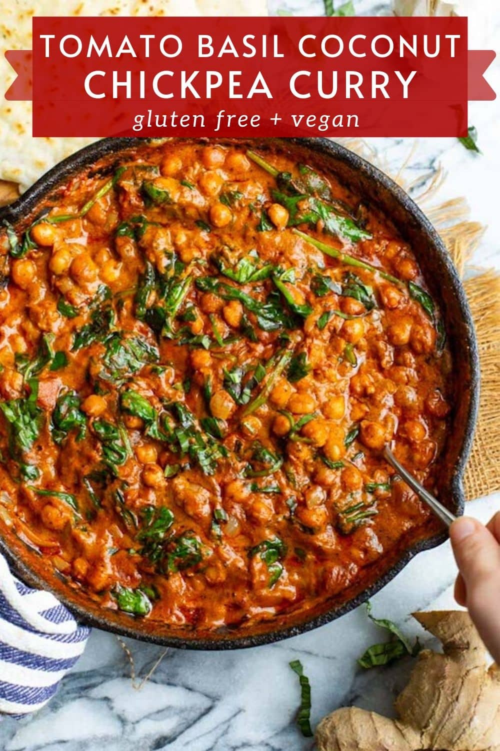 Tomato Basil Coconut Chickpea Curry (One Pot) - A Saucy Kitchen