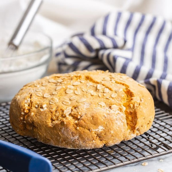 Gluten-Free-Soda-Bread cooling on a wire rack