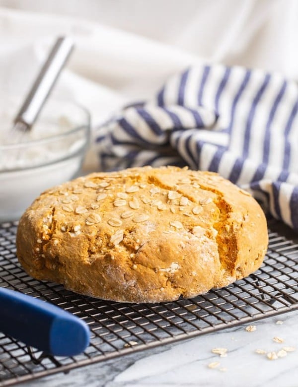 Gluten-Free-Soda-Bread cooling on a wire rack