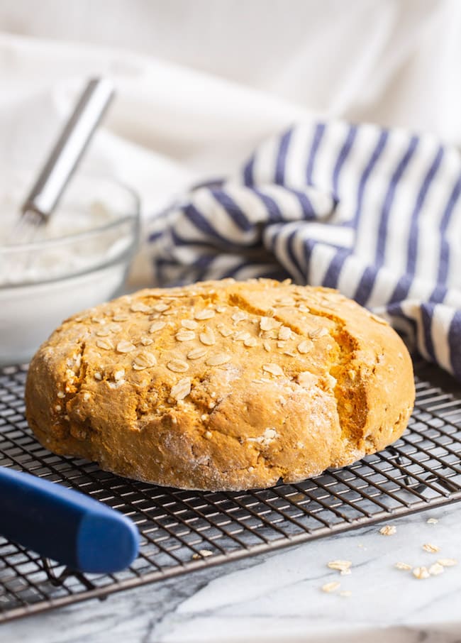 Gluten-Free-Soda-Bread cooling on a wire rack