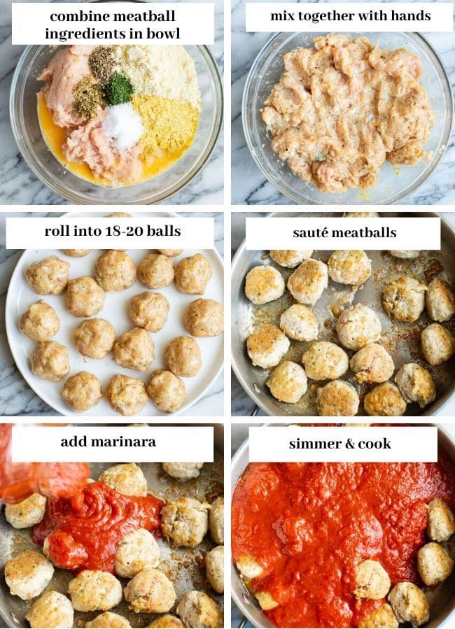 chicken meatballs collage