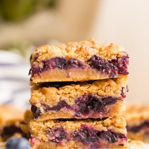 Gluten Free Blueberry Crumb Bars stacked