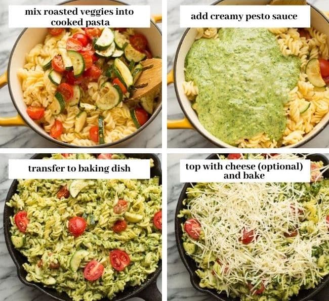 collage showing the processes of mixing all the pasta ingredients together