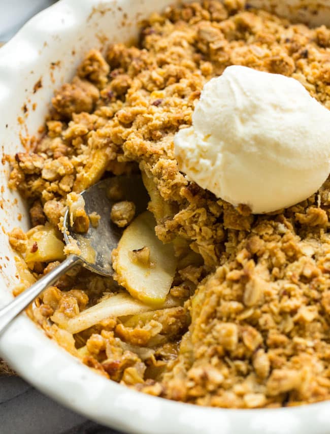 Gluten Free Apple Crisp with a scoop of ice cream