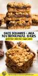 Gluten Free Date Squares (Matrimonial Bars) pinterest marketing image