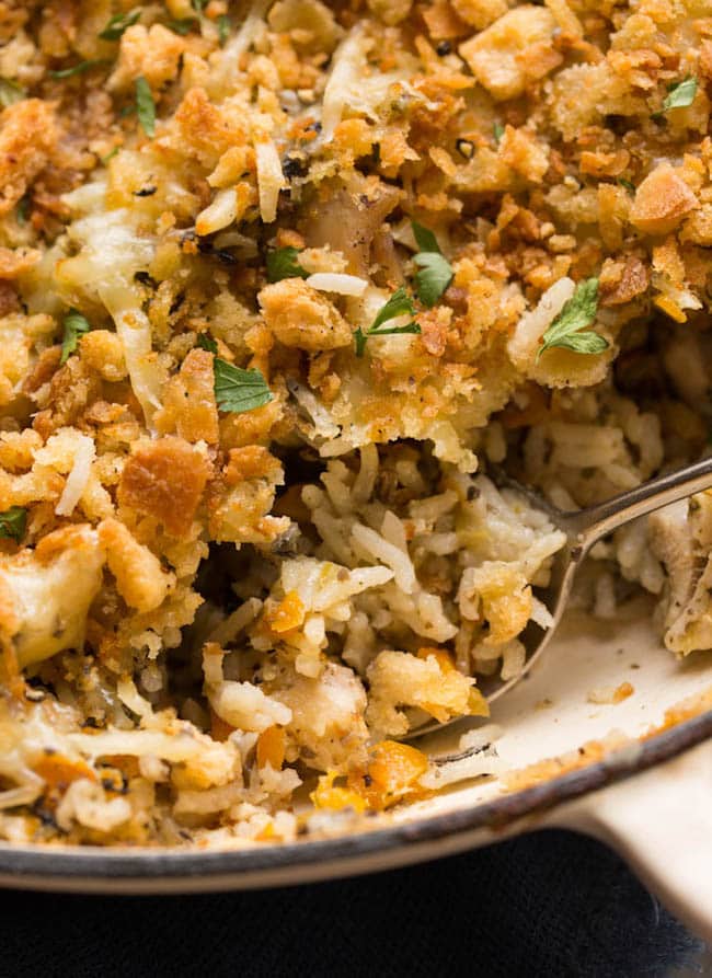 chicken-wild-rice-casserole up close