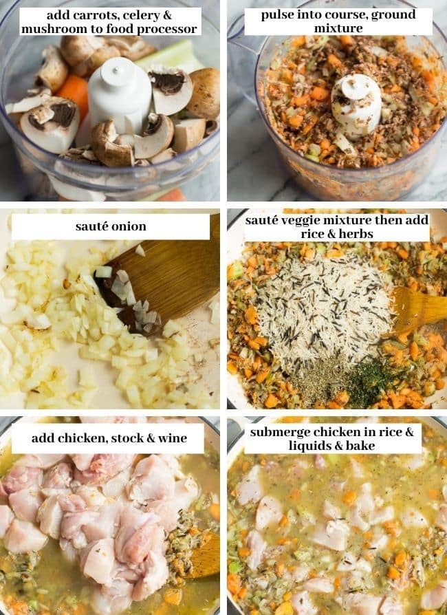chicken and wild rice casserole collage
