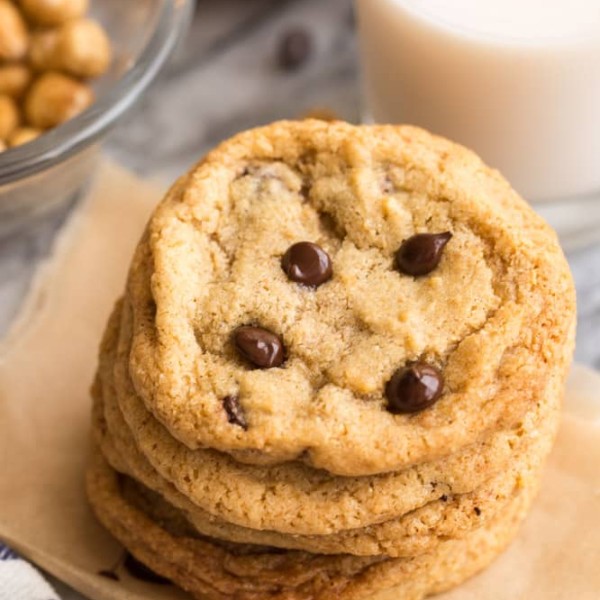 Chocolate-Chip-Hazelnut-Cookies in a stack