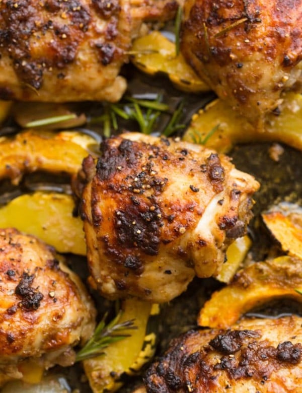 Roasted Balsamic Rosemary Chicken & Squash up close