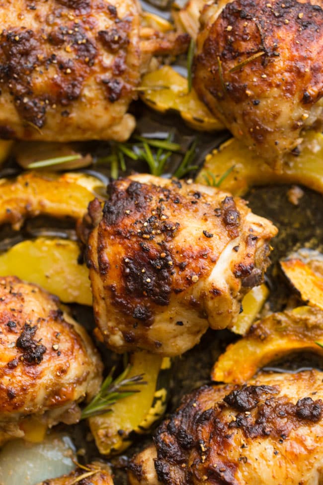 Roasted Balsamic Rosemary Chicken & Squash up close