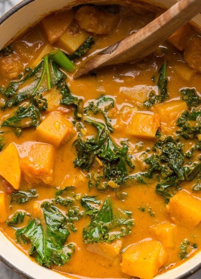 up close Peanut & Kale Butternut Squash Curry