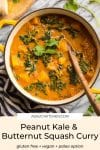 Peanut & Kale Butternut Squash Curry pin graphic