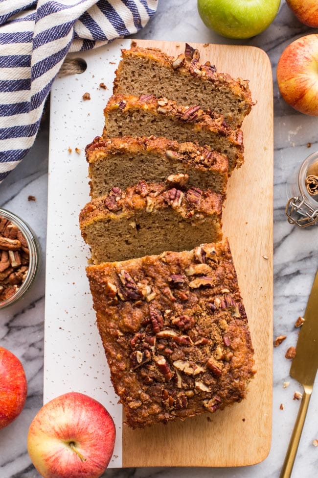 Paleo Apple Bread on a cutting board