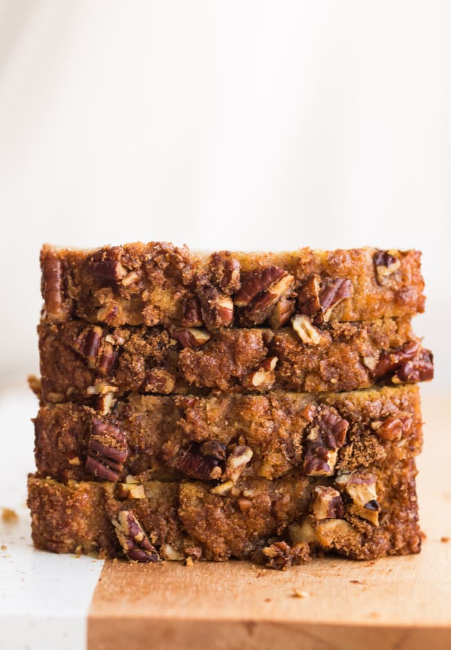 Paleo Apple Bread stacked on top of each other