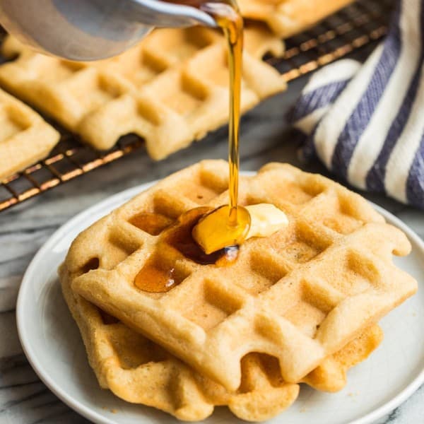 Almond Flour Waffles with syrup