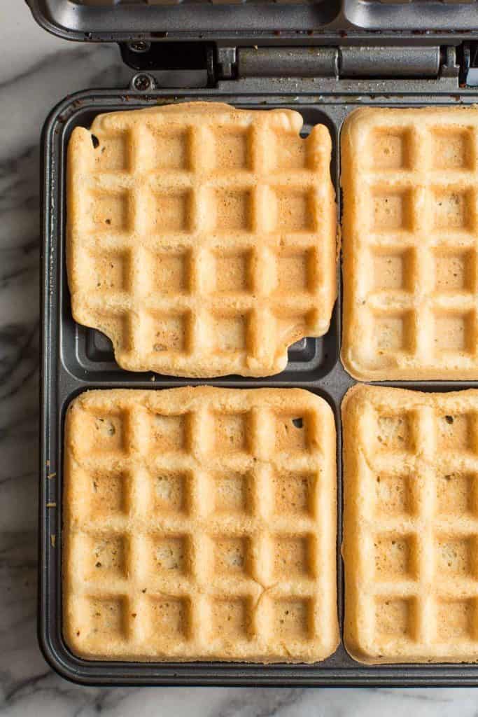 Almond Flour Waffles in a waffle iron