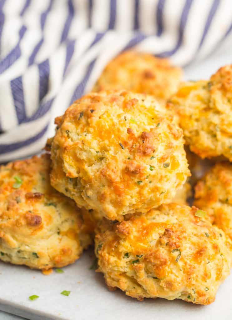 pile of Cheesy Chive Gluten Free Biscuits
