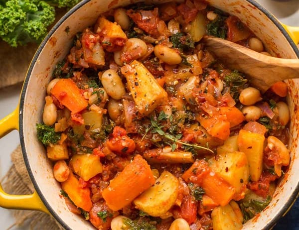 Roasted-Root-Vegetable-Stew in a pot