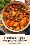 Roasted-Root-Vegetable-Stew pinterest graphic with title