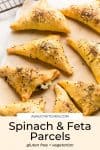 gluten free spinach and feta parcels pin graphic