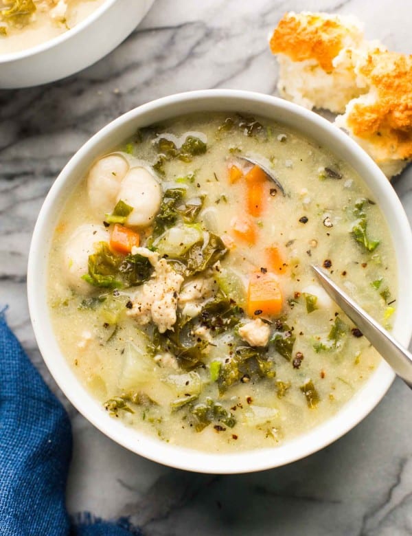 Creamy-Chicken-Gnocchi-Soup-in-a-white-bowl