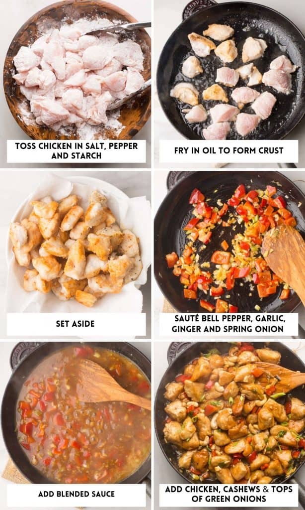 paleo cashew chicken collage