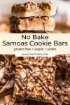 Healthier No Bake Samoas Cookie Bars pin graphic