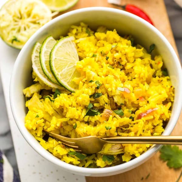 Instant Pot Coconut Lime Chicken and Rice in a bowl