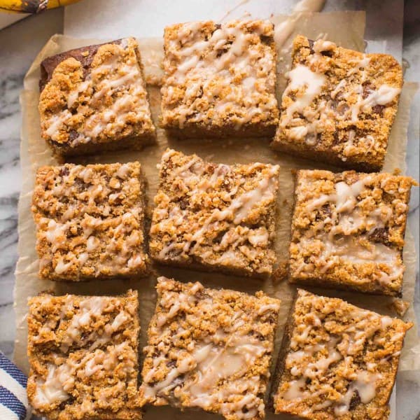 Paleo Banana Coffee Cake cut into slices