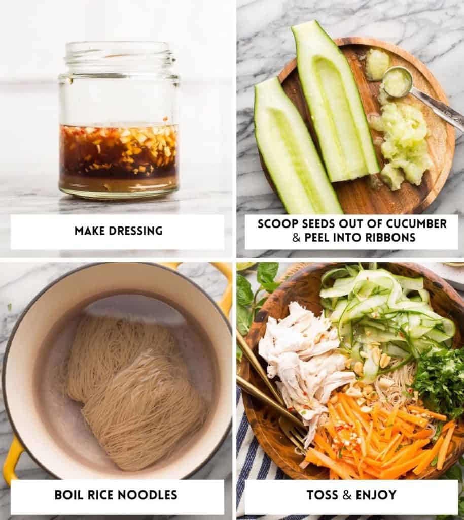 Vietnamese Chicken & Rice Noodle Salad collage