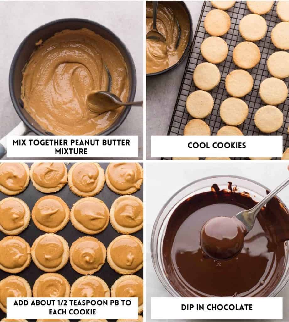 cookie filling and dipping collage